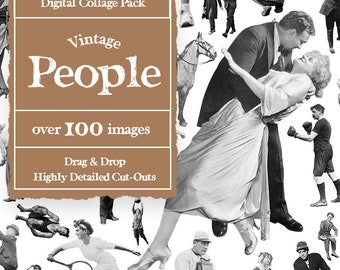 Vintage People Collage Creator 100+ obrazów || Vintage People Digital Collage Maker || Vintage Collage Elements | Zestaw kolaży Vintage