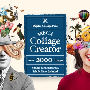 Mega Collage Creator 2000+ Bilder || Whole Shop Digital Collage Maker || Collage Creator für Photoshop und Procreate Collage-Bildausschnitte