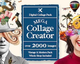 Mega Collage Creator 2000+ Images || Whole Shop Digital Collage Maker || Collage Creator for Photoshop and Procreate Collage Images Cut Outs