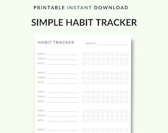 Weekly | Monthly Habit Tracker Printable, Goal Tracker, Routine Tracker, 7 Day | 30 Day Habit Challenge,  Instant Download PDF
