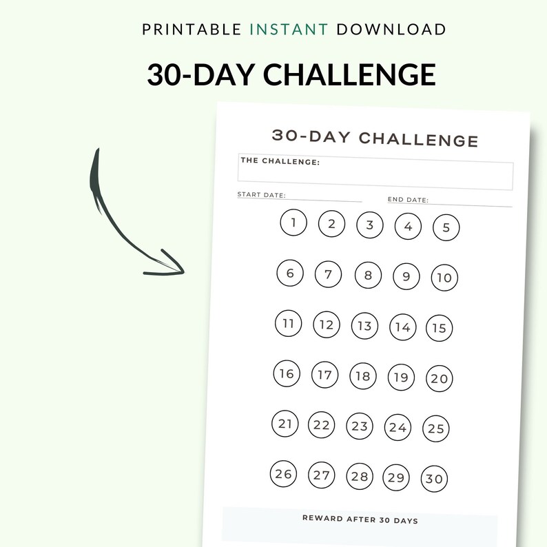 30 Day Challenge | Goal Setting, Motivation Progress Tracker, Habit ...