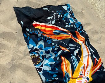 Koi Beach Towel, Beach Towel, Turkish Towel Beach, Sand Proof Beach Towel, Japnise Towel