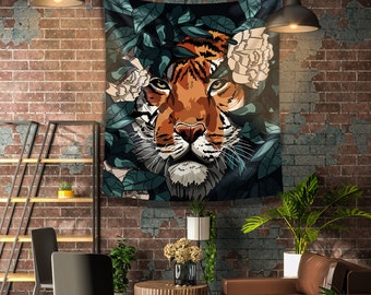 Tiger Tapestry, Wild Animal Wall Hanging, Wall Art Decor For Bedroom,Living Room