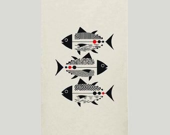 Three Fishes Beach Towel, Beach Towel, Turkish Towel Beach, Sand Proof Beach Towel