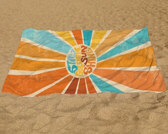 Colorful Summer Beach Towel, Stay Golden Sunshine Pool Bath Travel Vacation Towel, Gift for Her
