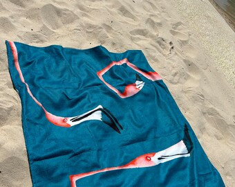 Flamingo Beach Towel, Beach Towel, Turkish Towel Beach, Sand Proof Beach Towel