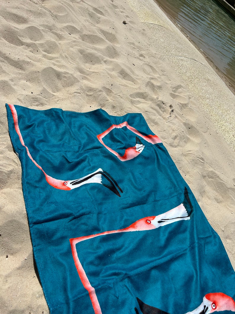 Flamingo Beach Towel, Beach Towel, Turkish Towel Beach, Sand Proof Beach Towel image 1