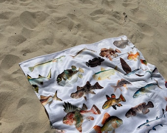 Fishes Beach Towel, Beach Towel, Turkish Towel Beach, Sand Proof Beach Towel