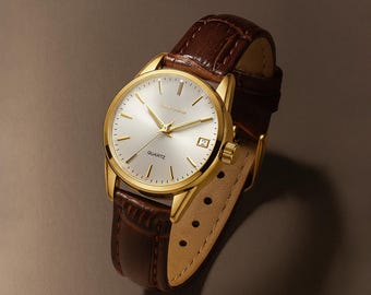 Minimalist Gold Women’s Watch – Classic Quartz Wristwatch, Elegant Gift for Her