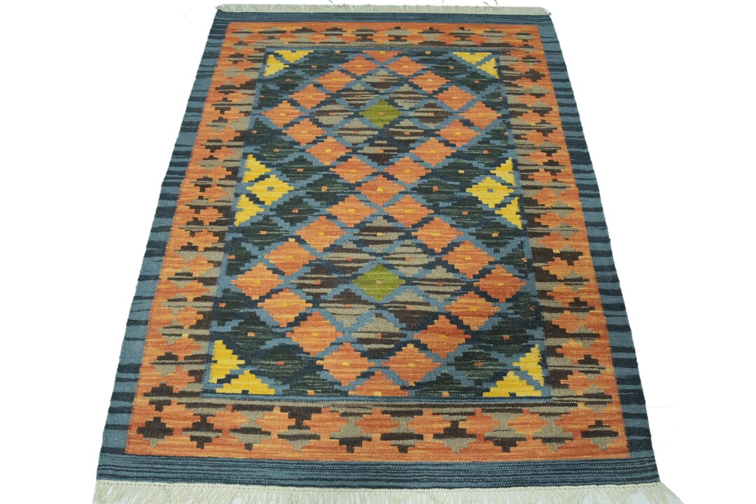 Multicolour Wool Rug Hand-woven Kilim Wool Rug: Multi-color Flat Weave - Etsy