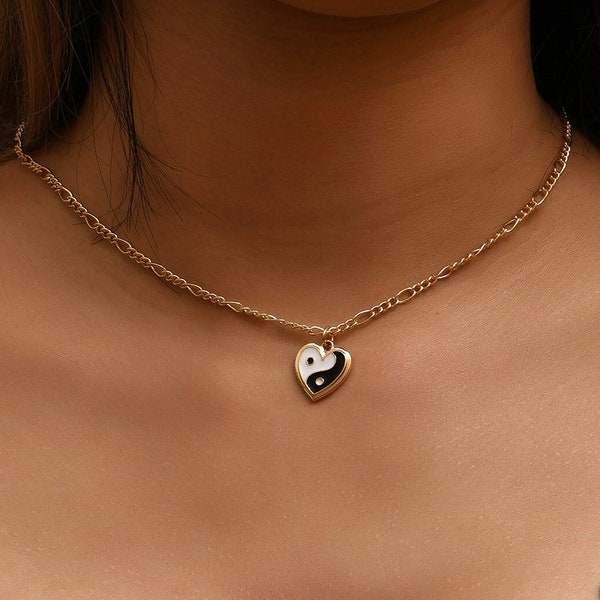 Yin yang heart necklace Clearance