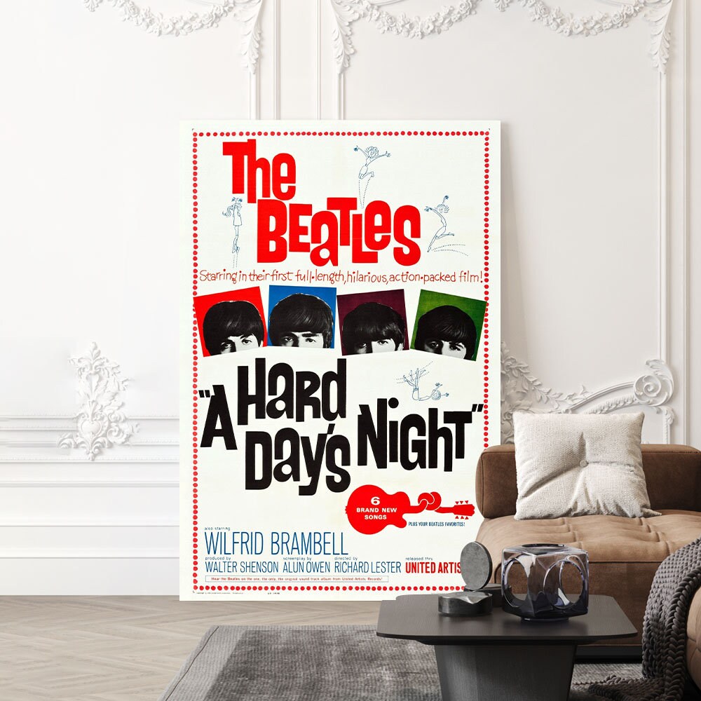 A Hard Day's Night Movie Poster - High Quality Canvas Art Print