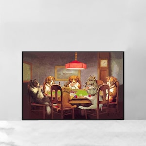 Hunde spielen Poker Karten Lustiges Poster - Hochwertige Leinwand Kunst Druck - Raumdekoration - Kunst Poster Für Geschenk Individuelles Poster