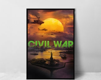 Cartaz do filme Guerra Civil - Impressão de arte em tela de alta qualidade - Decoração de quarto - Cartaz de arte para presente