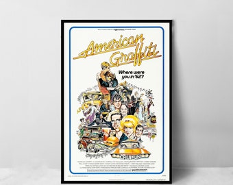 Póster de la película American Graffiti - Impresión artística en lienzo de alta calidad - Decoración de habitación - Póster artístico para regalo