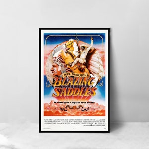Pôster do filme Blazing Saddles - Impressão artística em tela de alta qualidade - Decoração de quarto - Pôster artístico para presente