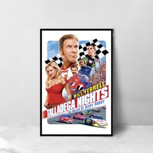 Póster de la película Talladega Nights - Impresión artística en lienzo de alta calidad - Decoración de habitación - Póster artístico para regalo