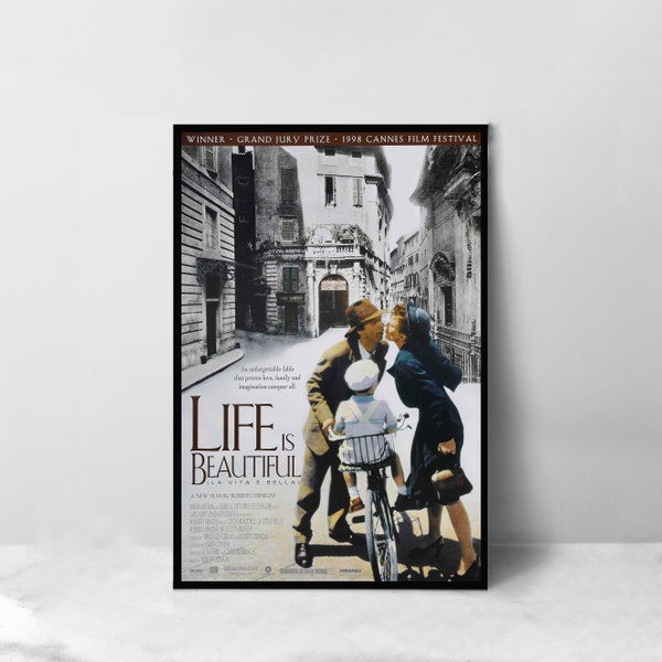 Life Is Beautiful Movie Poster - Hochwertiger Leinwand Kunstdruck - Raumdekoration - Kunst Poster Für Geschenk