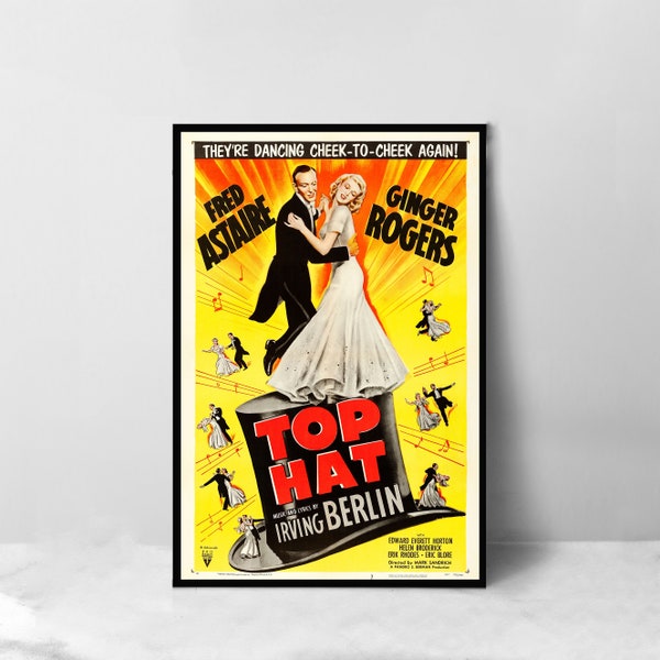 Cartel de la película Top Hat - Impresión de arte de lienzo de alta calidad - Decoración de la habitación - Cartel de arte para regalo