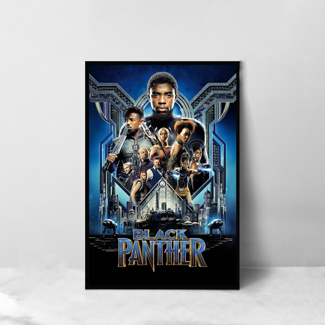 Black Panther Movie Poster - High Quality Canvas Art Print - Room ...