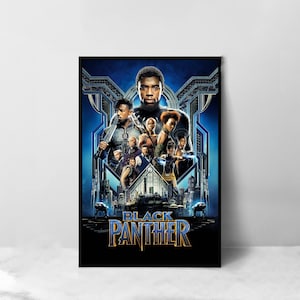 Pôster do filme Pantera Negra - Impressão artística em tela de alta qualidade - Decoração de quarto - Pôster de arte para presente
