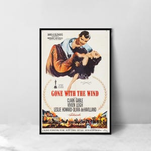 Affiche du film Autant en emporte le vent - Impression artistique sur toile de haute qualité - Décoration de chambre - Poster d&#39;art pour cadeau