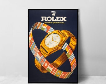 Póster Rolex Oyster Perpetual Vintage - Impresión artística en lienzo de alta calidad - Decoración de la habitación - Póster artístico para regalo