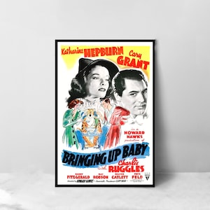 Póster de la película Bringing Up Baby: impresión artística en lienzo de alta calidad, decoración de habitaciones, póster artístico para regalo