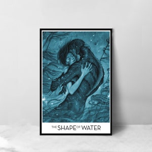 Pôster do filme A Forma da Água - Impressão em tela de alta qualidade - Decoração de quarto - Pôster de arte para presente