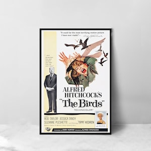 Póster de la película "Los Pájaros" - Impresión artística en lienzo de alta calidad - Decoración de habitación - Póster artístico para regalo