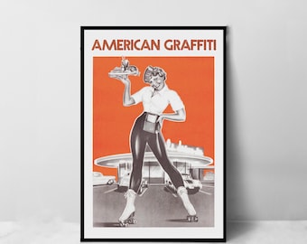 American Graffiti Movie Poster - High Quality Canvas Art Print - Room Decoration - Art Poster For Gift