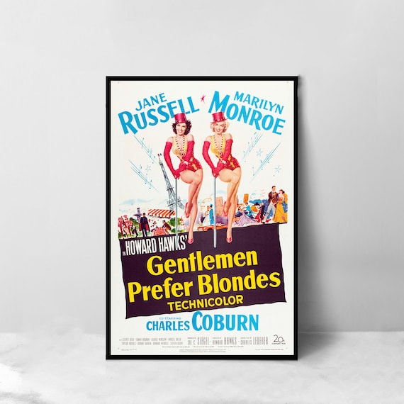 紳士は金髪がお好き 映画ポスター - 高品質キャンバスアートプリント