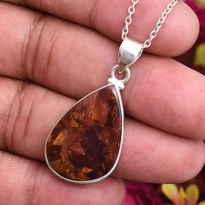 Natural Pietersite Pendant, 925 Sterling Silver Necklace, Handmade Pietersite Pendant Necklace, Pietersite Jewelry, Christmas Gift for Her.