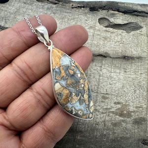 Authentic Jasper Pendant Necklace, Handmade Silver Jewelry, 925 Sterling Silver Necklace, Jasper, Gemstone Pendant For Gift