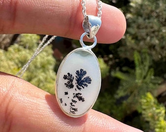 Rare To Find Scenic Dendrite Agate Pendant, 925 Sterling Silver Pendant, Shazar Gemstone Handmade Silver Jewelry, Bohemian Jewelry For Gift