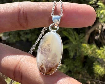 Good Looking Scenic Dendrite Agate Pendant, 925 Sterling Silver Pendant, Shazar Gemstone Handmade Silver Jewelry, Bohemian Jewelry For Gift