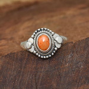 Natural Sponge Coral Silver Ring, 925 Sterling Silver Ring, Handmade Jewelry, Crystal Ring, Designer Sponge Coral Ring, Ring Size- 8 1/4 US