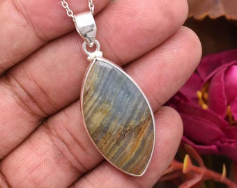 Natural Blue Aragonite Pendant Necklace, 925 Sterling Silver, Handmade Silver Jewelry, Crystal Silver Jewelry, Aragonite Pendant For Gift