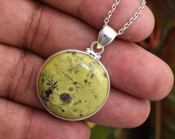 Authentic Natural Stichtite Pendant Necklace, 925 Sterling Silver pendant, Handmade Silver Gemstone, Crystal Stichtite Jewelry, Gift For Her