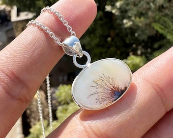 Authentic Scenic Dendrite Agate Pendant, 925 Sterling Silver Pendant, Shazar Gemstone Handmade Silver Jewelry, Bohemian Jewelry For Gift