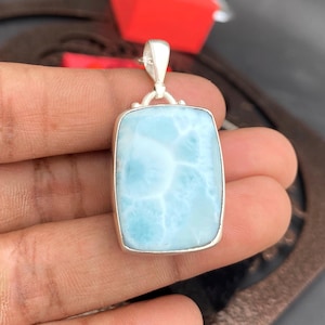 Top Quality Natural Larimar Gemstone Pendant Necklace, Handmade Jewelry Pendant 925 Sterling Silver Pendant, Boho Pendant Gift For Her.