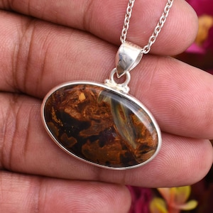 Pietersite Pendant Necklace, 925 Sterling Silver Necklace, Handmade Natural Pietersite Pendant , Pietersite Jewelry, Christmas Gift for Her.