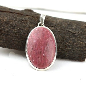 Top Grade Natural Rhodonite Pendant, 925 Sterling Silver Necklace, Handmade Rhodonite Necklace, Gemstone Pendant, Rhodonite Jewelry Gift