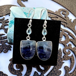 Elegant Natural Sodalite Earrings 925 sterling silver handmade Earrings, Sodalite Matched Pair Gemstone Earrings jewelry Gift For Her.