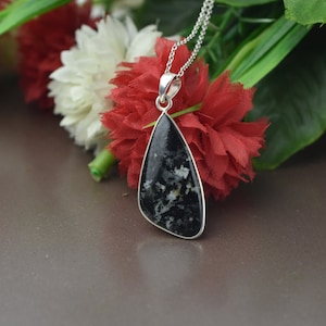 Natural Edulite Pendant, Solid 925 Sterling Silver Necklace, Handmade Gemstone Pendant, Edulite Jewelry, Anniversary Gift, Christmas Present