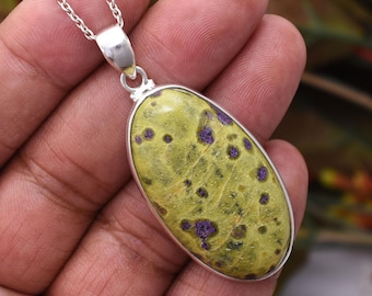 Amazing Natural Stichtite Pendant Necklace, 925 Sterling Silver pendant, Handmade Silver Gemstone, Crystal Stichtite Jewelry, Gift For Her