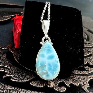 Genuine Natural Larimar Gemstone Pendant Necklace Handmade Jewelry Pendant 925 Sterling Silver Pendant Boho Pendant Gift For Mother