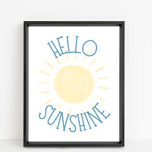 HELLO SUNSHINE Printable Wall Art | Summer Wall Art, Summer Decor, Classroom Decor, Living room Decor, Sunshine Art Print