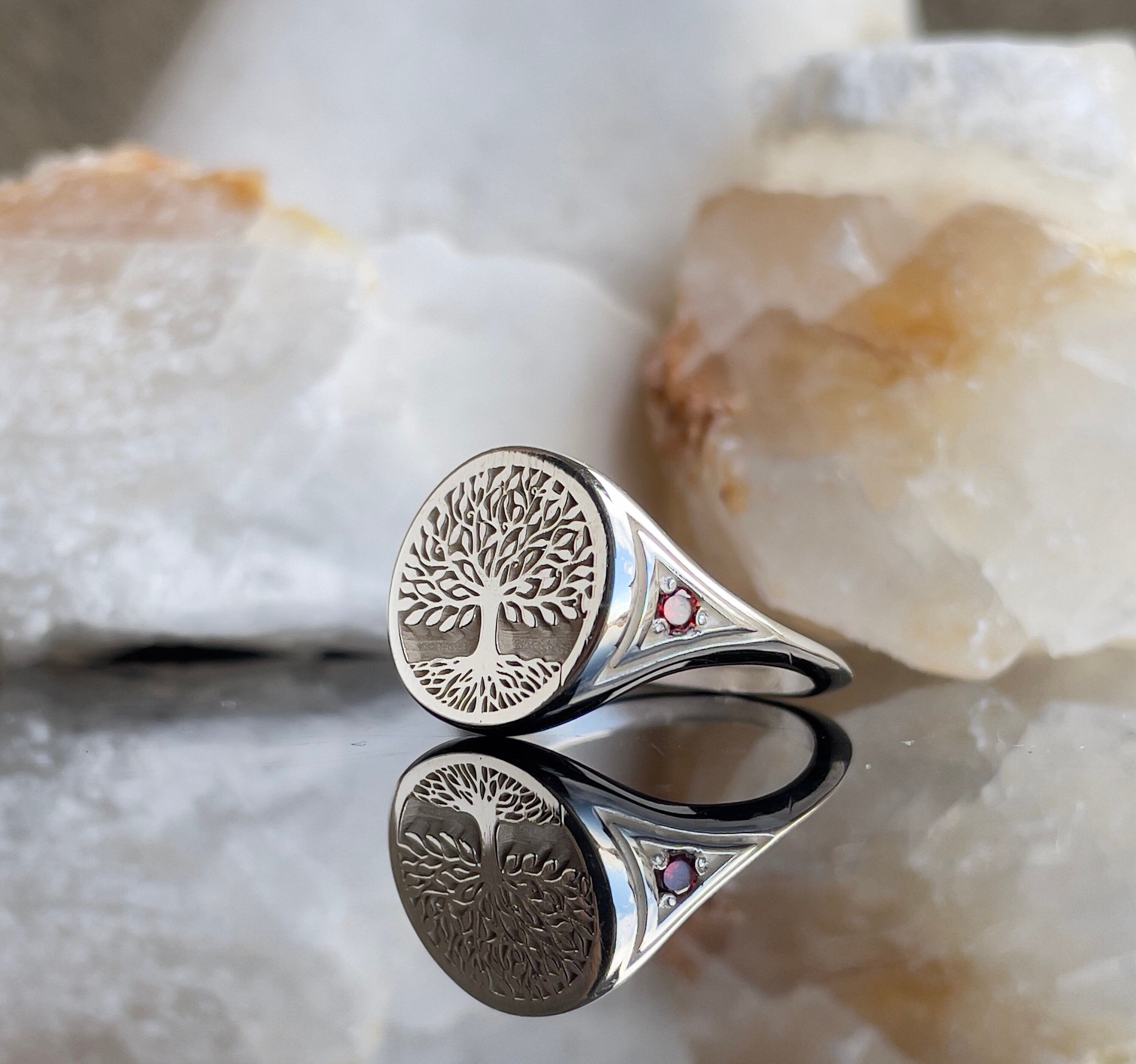 Tree of life birthstone ring deals