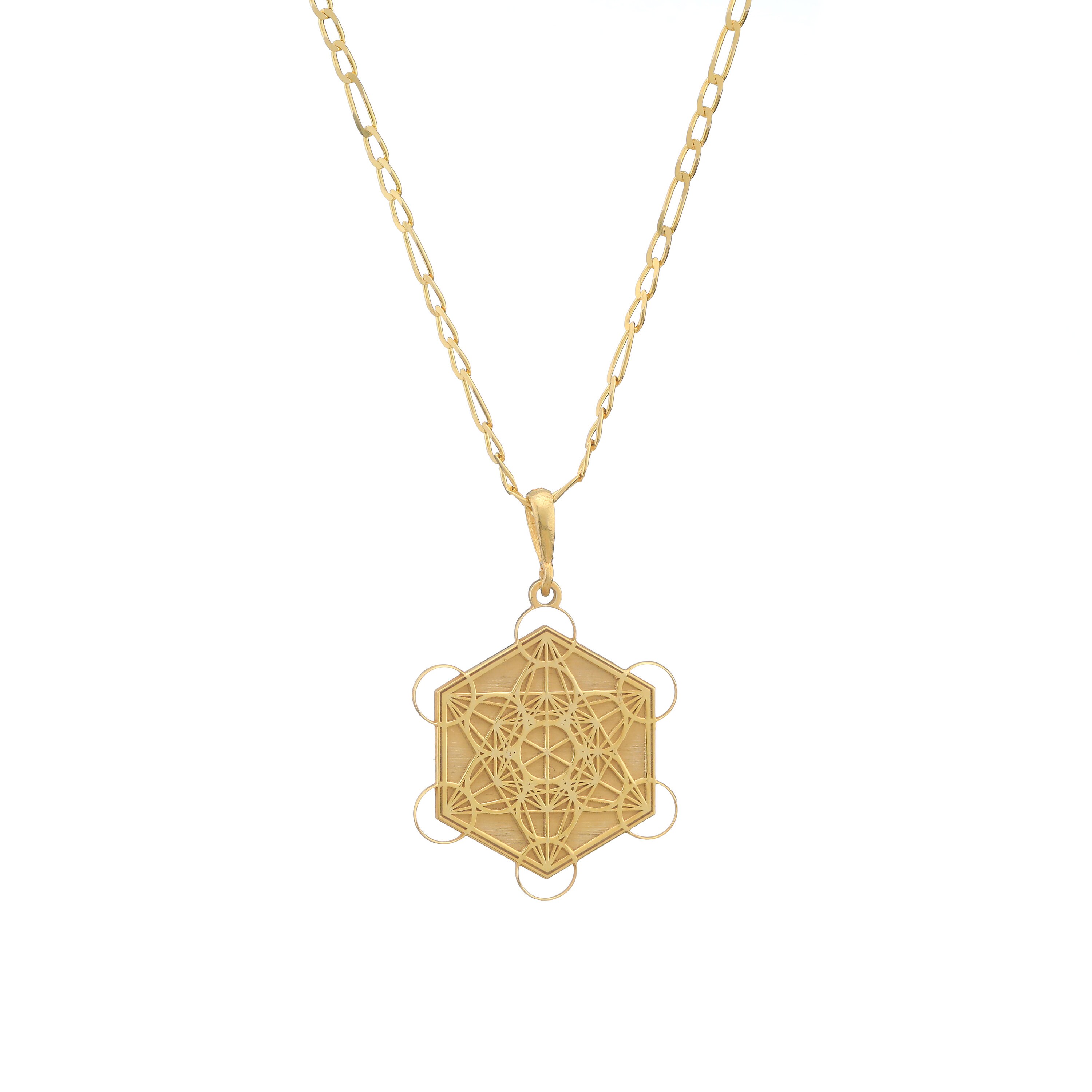 14k Solid Gold Metatron Necklace Metatron Cube Pendant Etsy